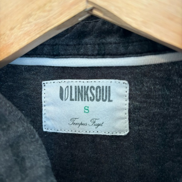 Linksoul Golf Button Down Shirt Tempus Fugit Men Short Sleeve Striped Gray Small - Picture 6 of 7